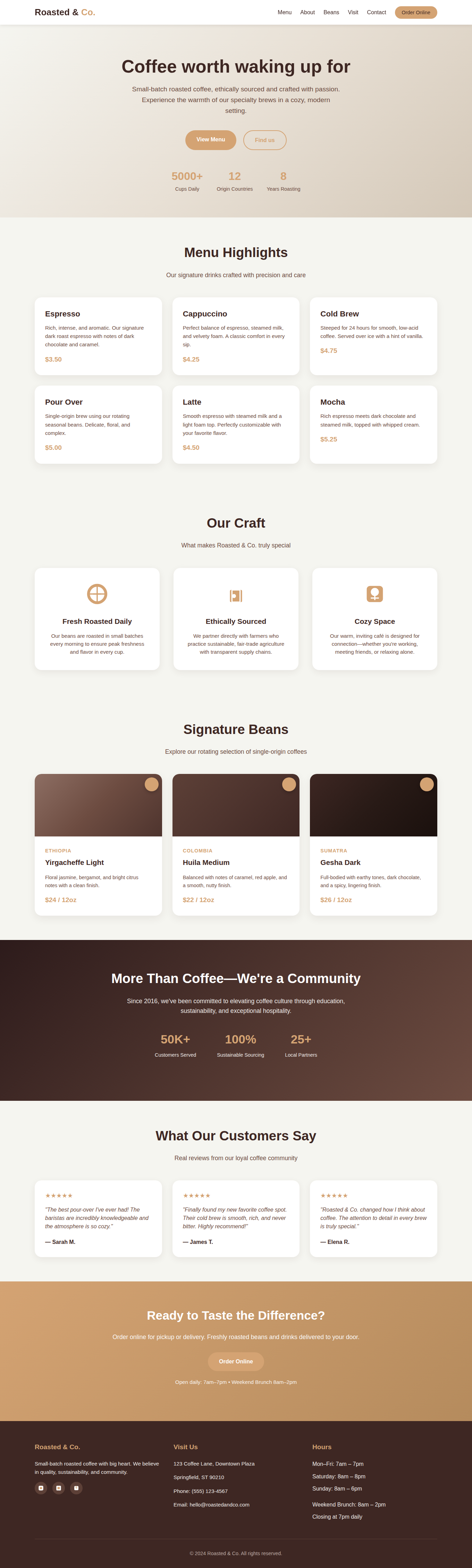 Roasted & Co Coffee Shop Template