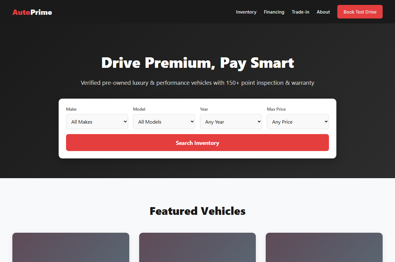 AutoPrime - Car Dealership Template preview