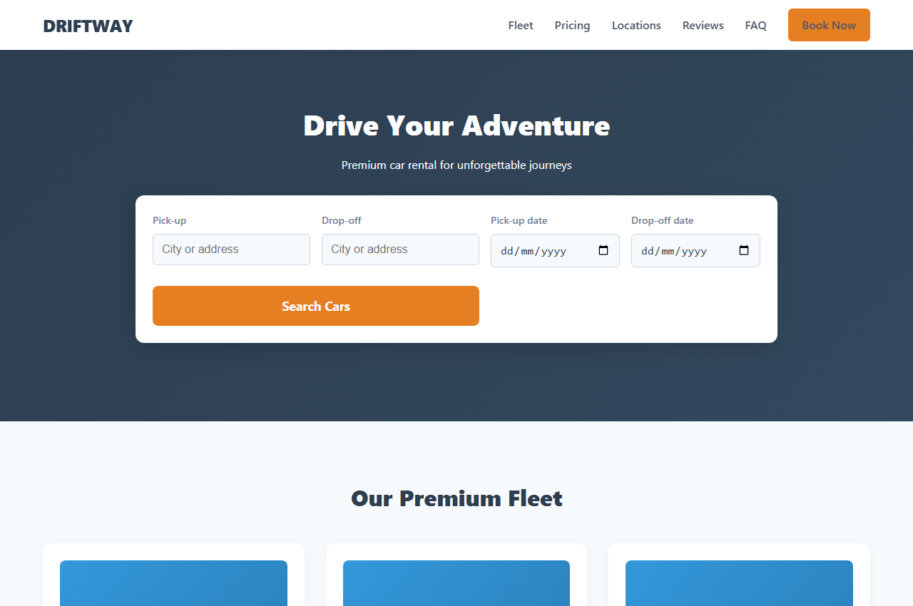 DRIFTWAY - Car Rental Template preview