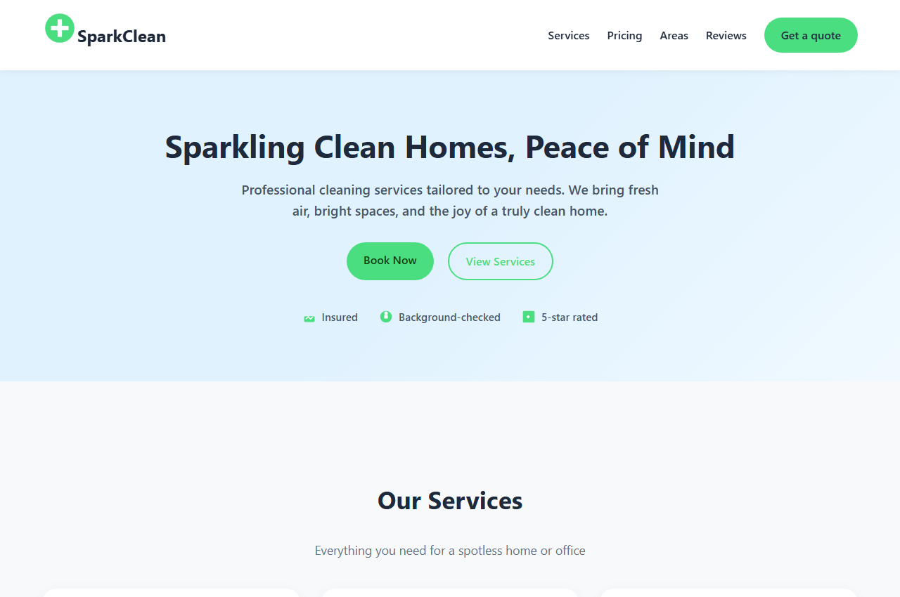 SparkClean - Cleaning Services Template preview