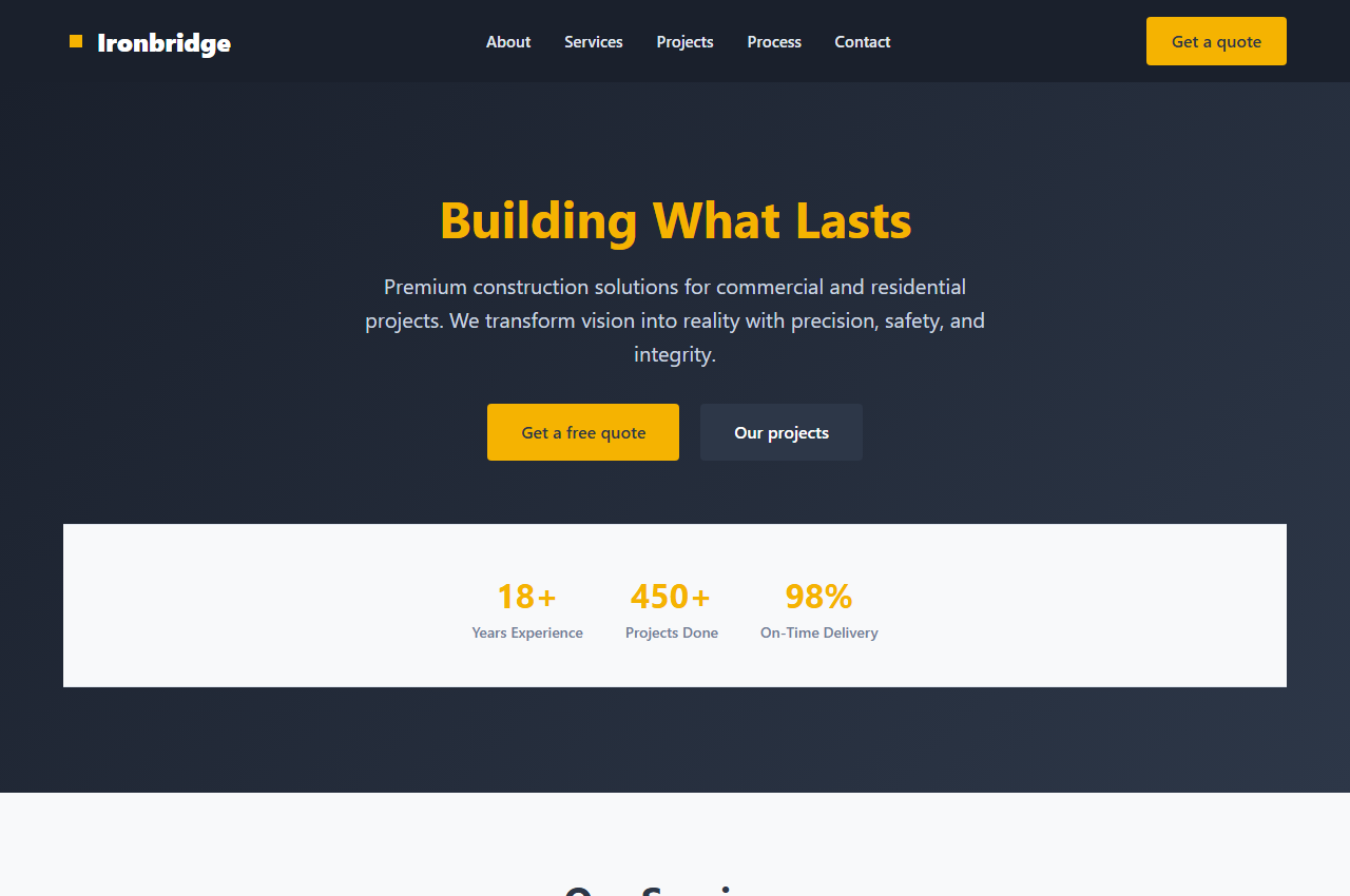 Ironbridge - Construction Company Template preview
