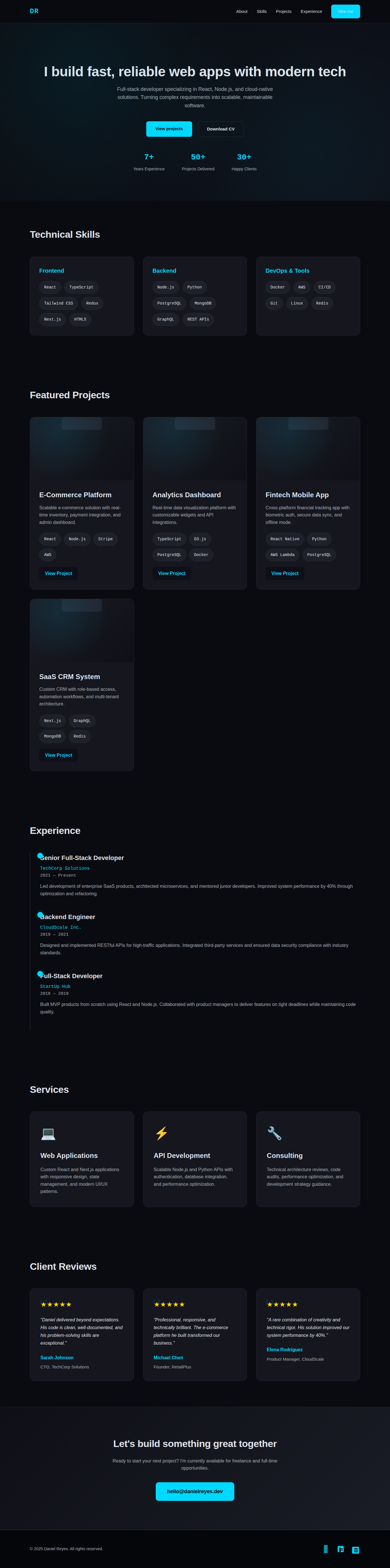 Daniel Reyes Developer Portfolio Template