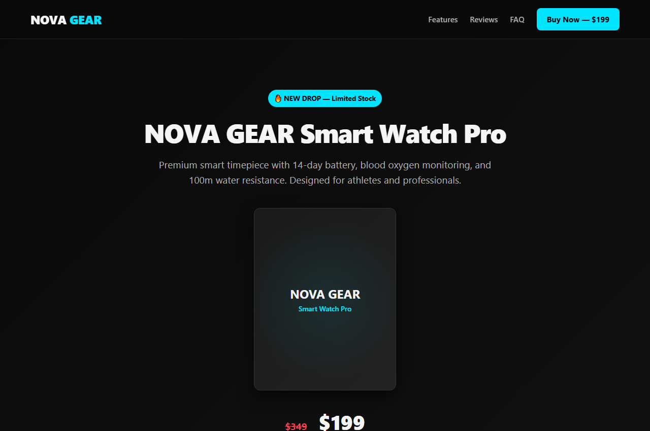 NOVA GEAR - Single Product Landing Page preview