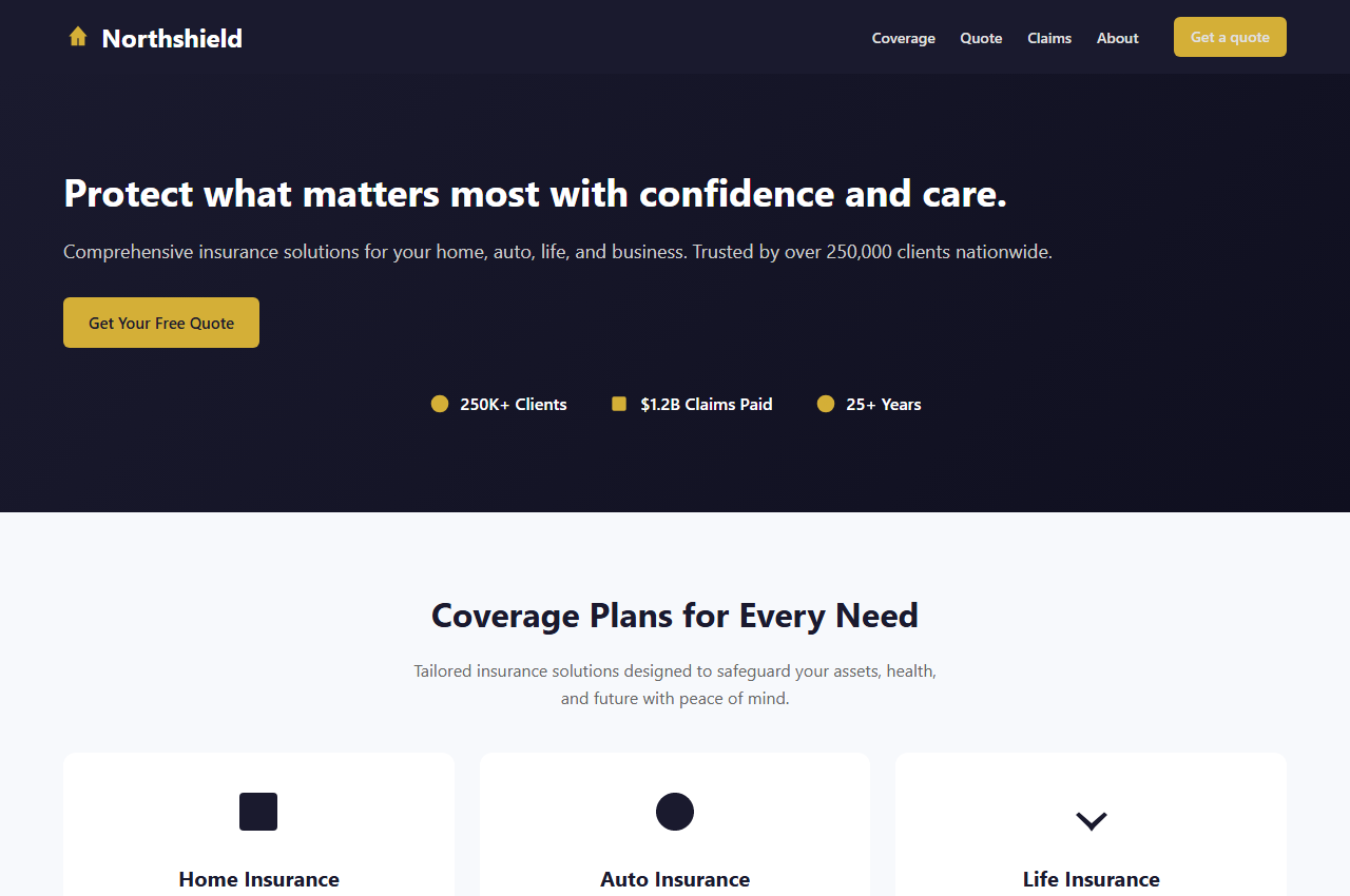 Northshield - Insurance Broker Template preview