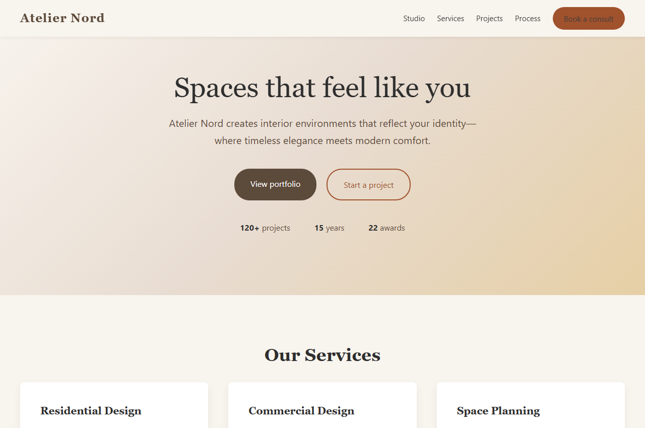 Atelier Nord - Interior Design Template preview