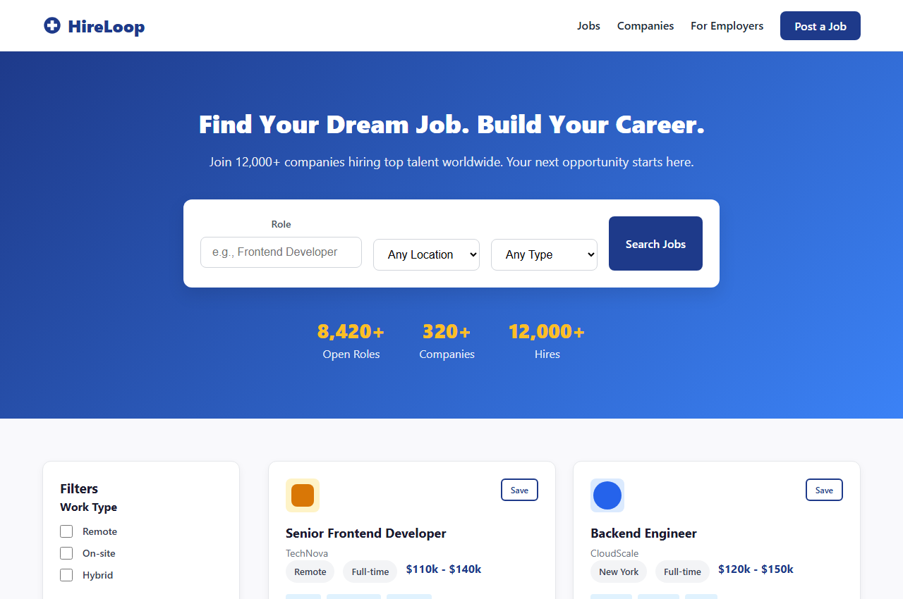 HireLoop - Job Board Template preview
