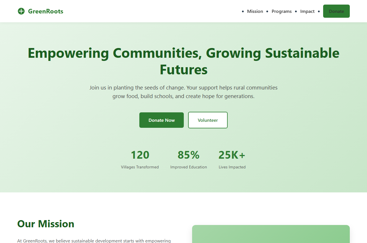 GreenRoots - Nonprofit Donation Template preview