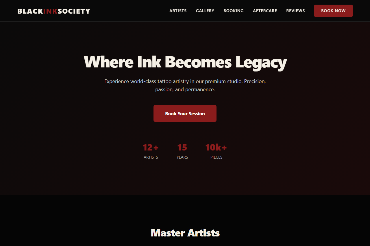 Black Ink Society - Tattoo Studio Template preview