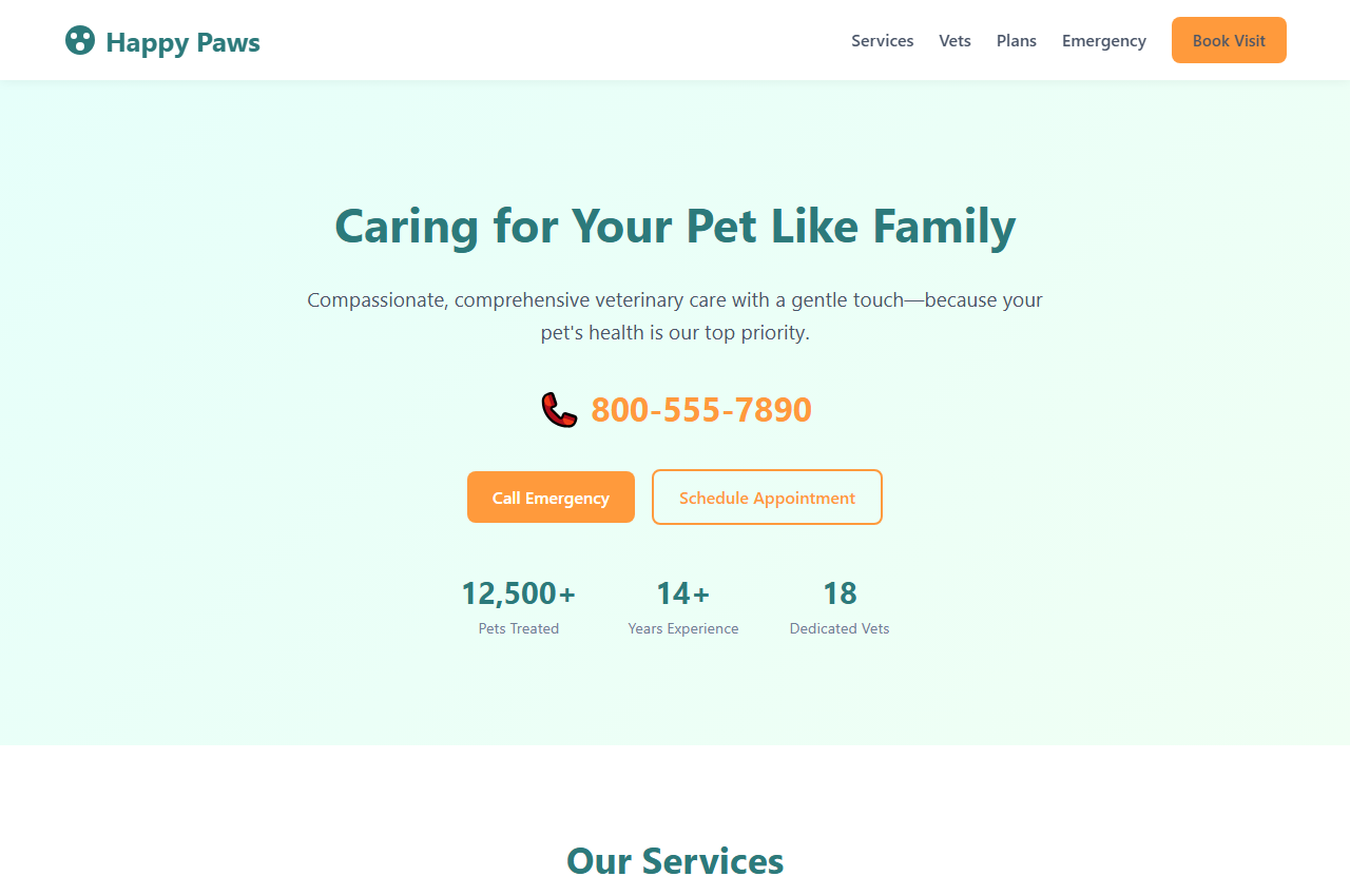 Happy Paws - Veterinary Clinic Template preview